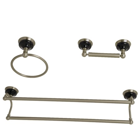Kingston Brass BAK911348BN Water Onyx 3-Piece Bathroom Accessory Set, Brushed Nickel BAK911348BN
